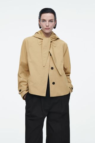 Short Trench Coat with Detachable Hood