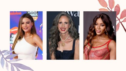 composite of three celebrities with long hairstyles