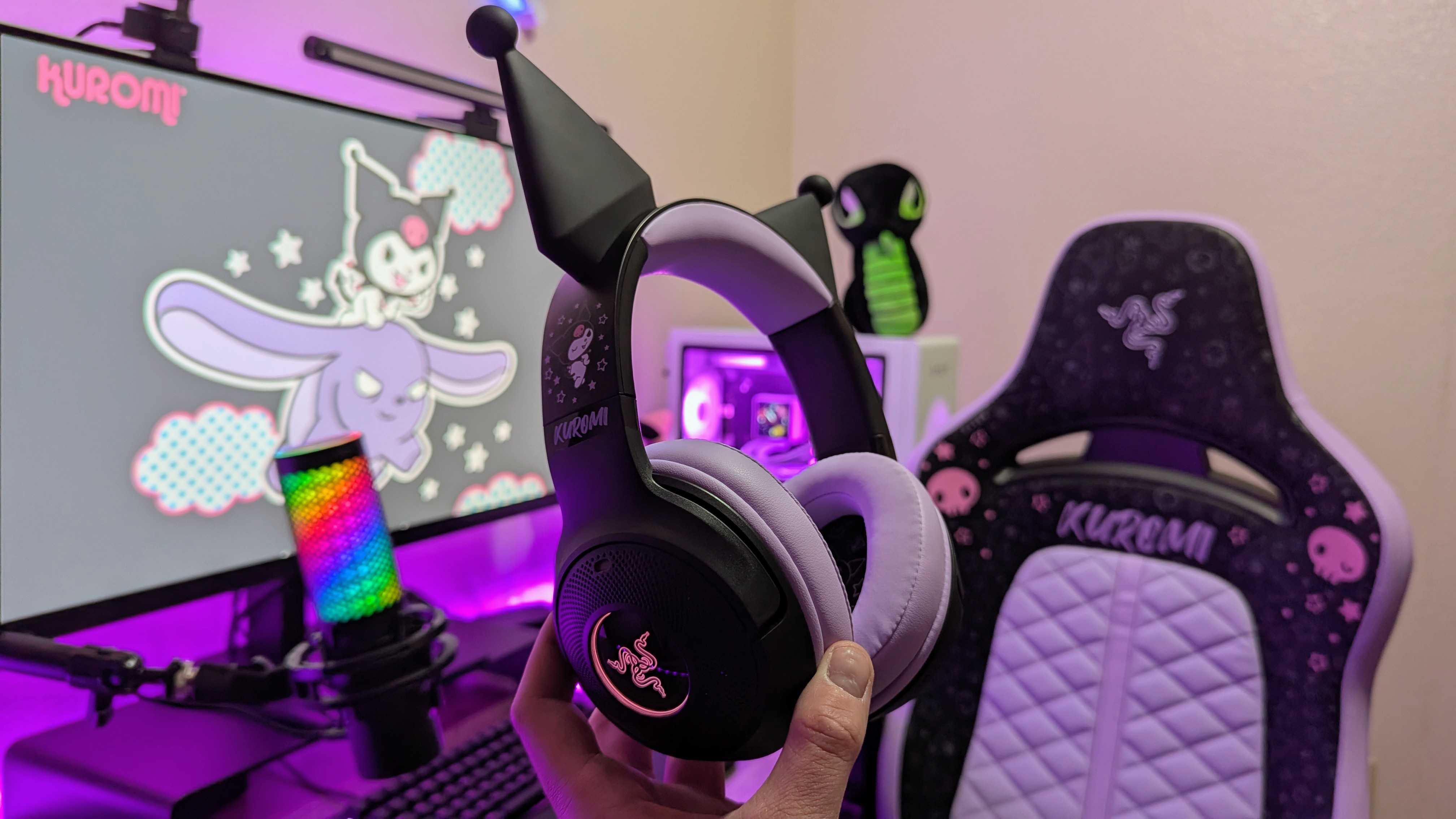 The Razer Kraken Kitty V2 BT Kuromi Edition.