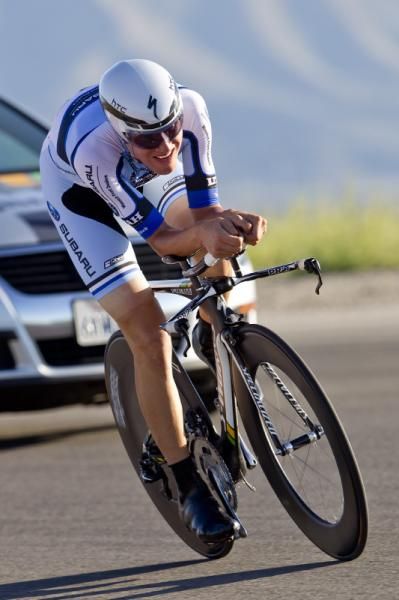Tejay Van Garderen (HTC-Highroad) added a stage victory in the time trial to his best young rider's classification lead.