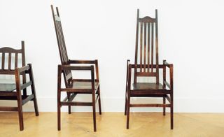 pair of oak armchairs