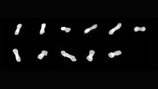 These 11 images of the asteroid Kleopatra were taken from different angles as the asteroid rotates between 2017 and 2019.