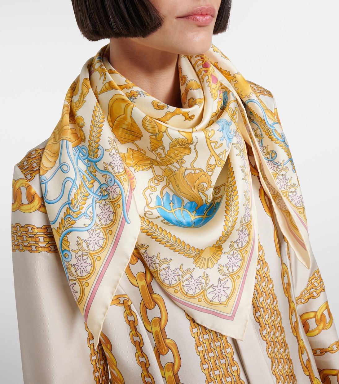 Versace, Underwater Barocco silk twill scarf