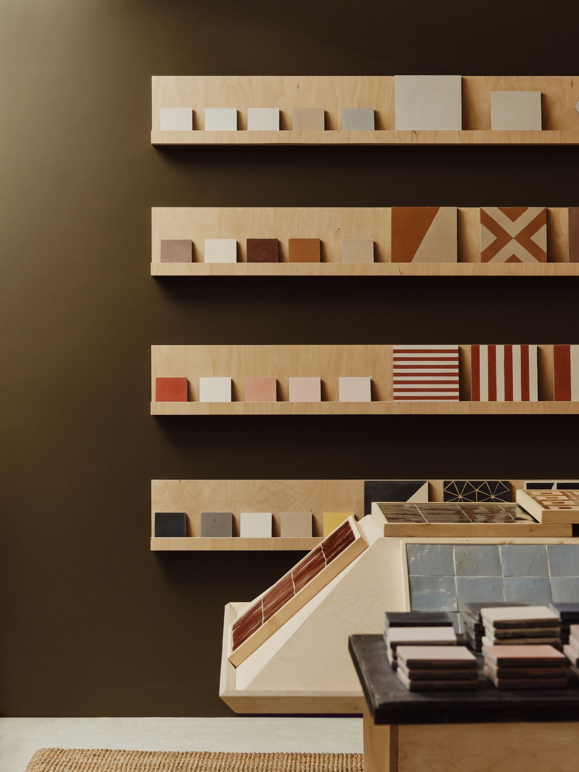 tiles on a board display in bert and may showroom