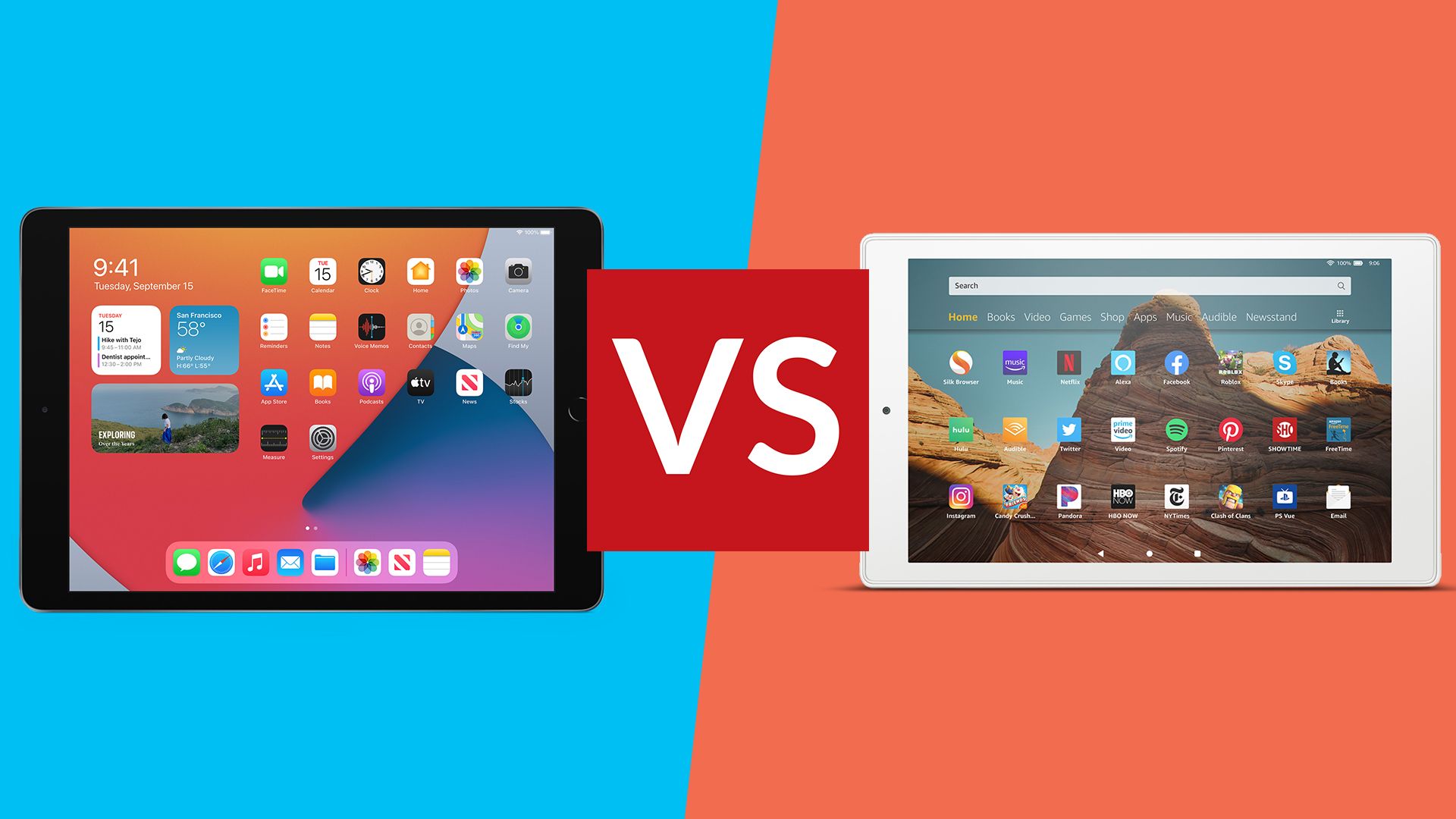 Amazon Fire HD 10とApple iPadのセット Apple iPad 10.2 (2020) vs Amazon Fire HD 10: is Amazon's tablet as