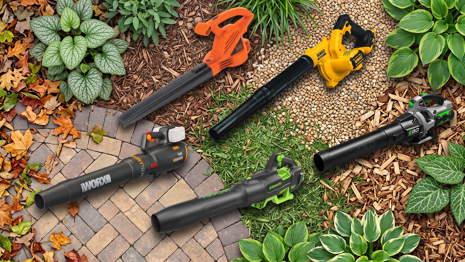 A selection of leaf blowers.