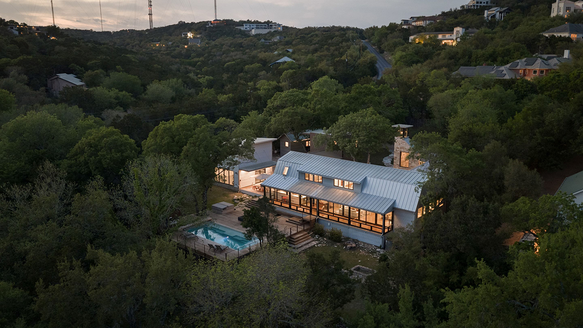 Aerial view of a home in Austin, Texas