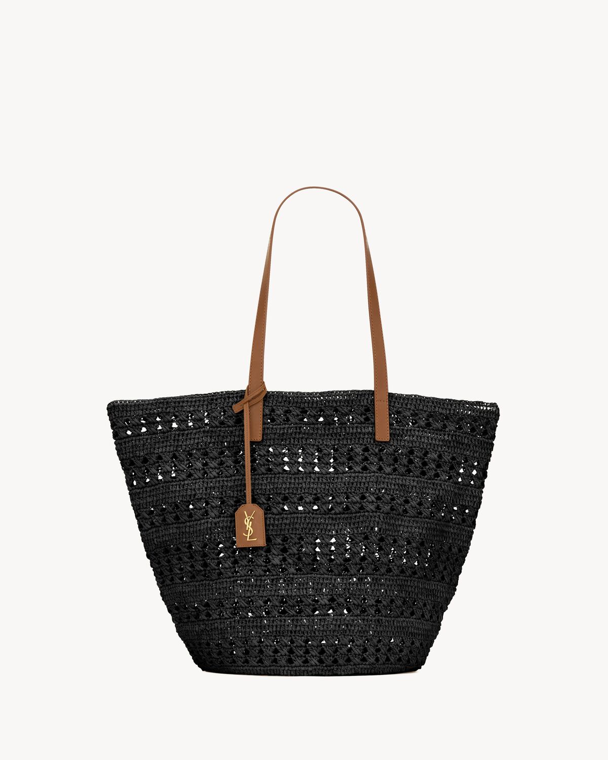 Women's Panier Medium Bag in Raffia in Black