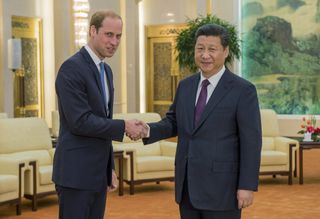 Prince William, Duke of Cambridge meets with Chinese President Xi Jinping at the Great Hall of the People on March 2, 2015