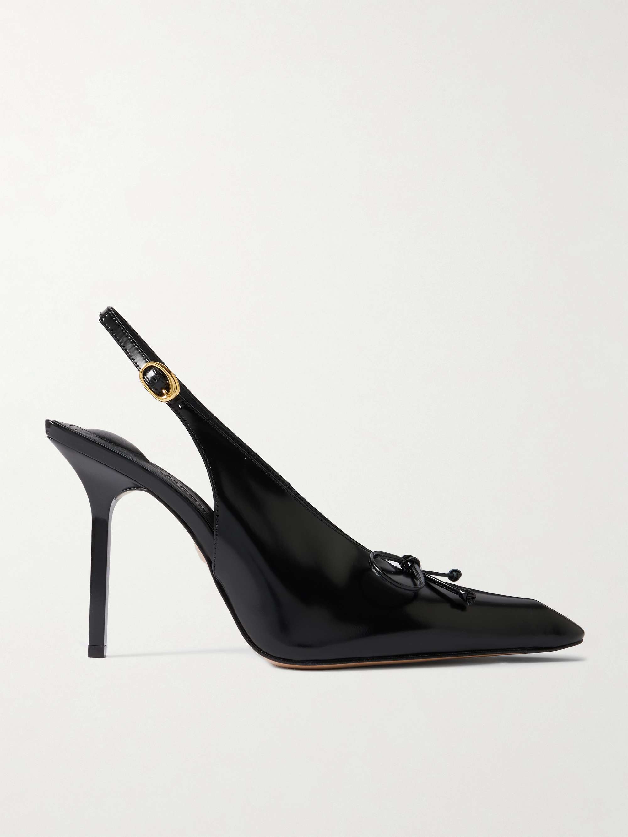 Cubisto Bow-Detailed Leather Slingback Pumps