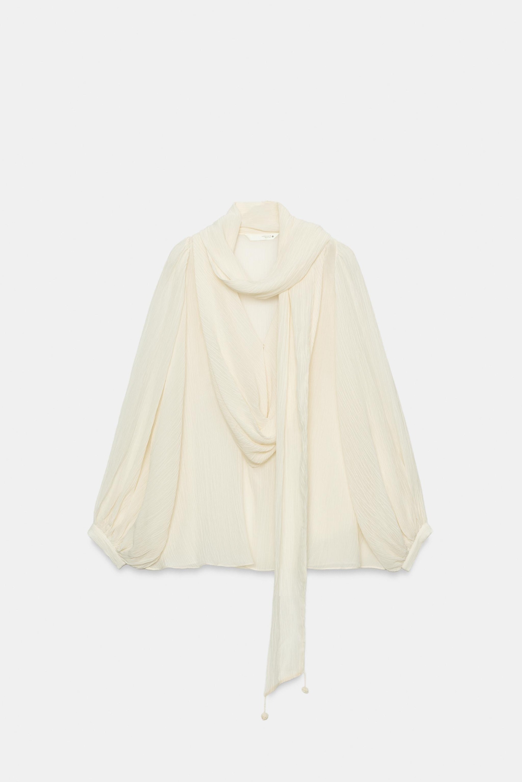 Zw Collection Tie-Front Blouse - Ecru - Xs