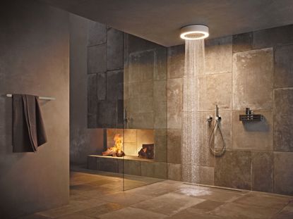 Planning bathroom lighting with rainfall shower