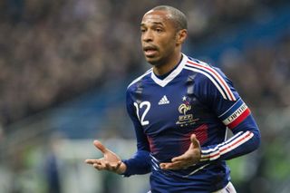 Thierry Henry in action for France in their World Cup play-off match against Ireland in November 2009.