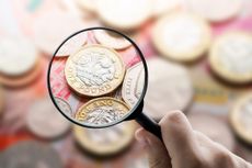 A magnifying glass state pension GBP concept