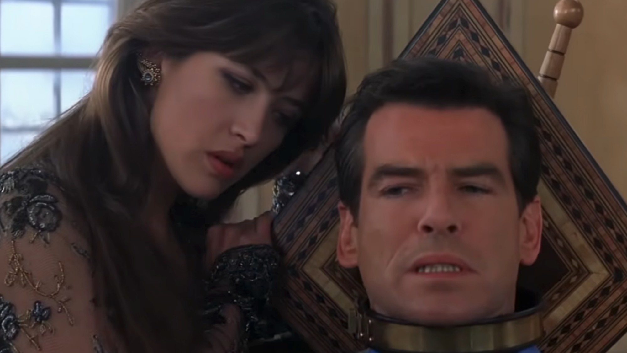 Sophie Marceau and Pierce Bronsnan in The World Is Not Enough