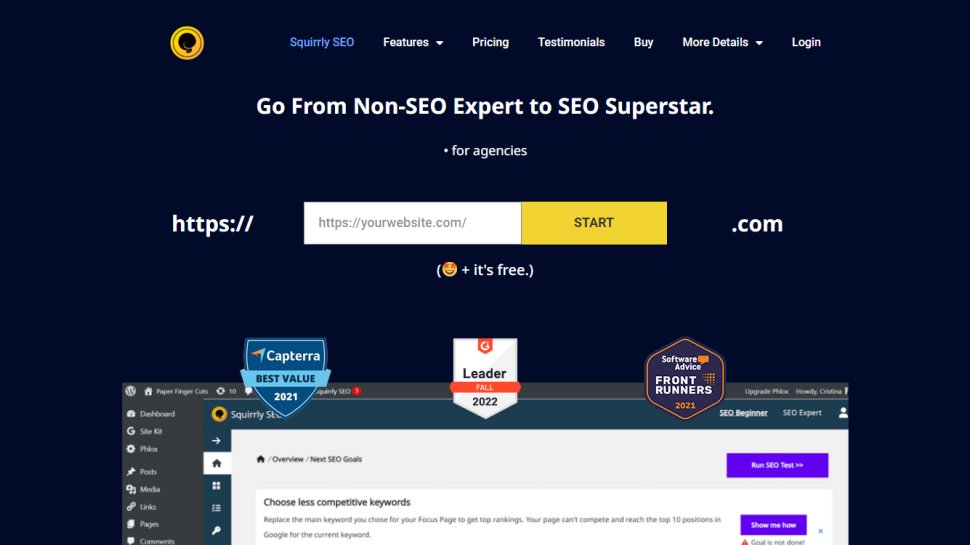Website screenshot for Squirrly SEO