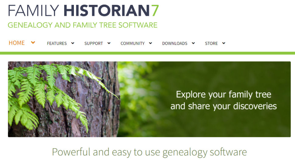 Family Historian website screenshot.