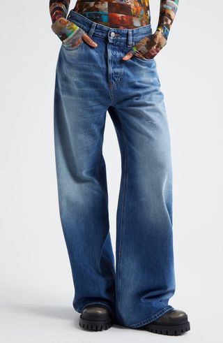 1996 D-Sire Distressed Low Rise Wide Leg Jeans