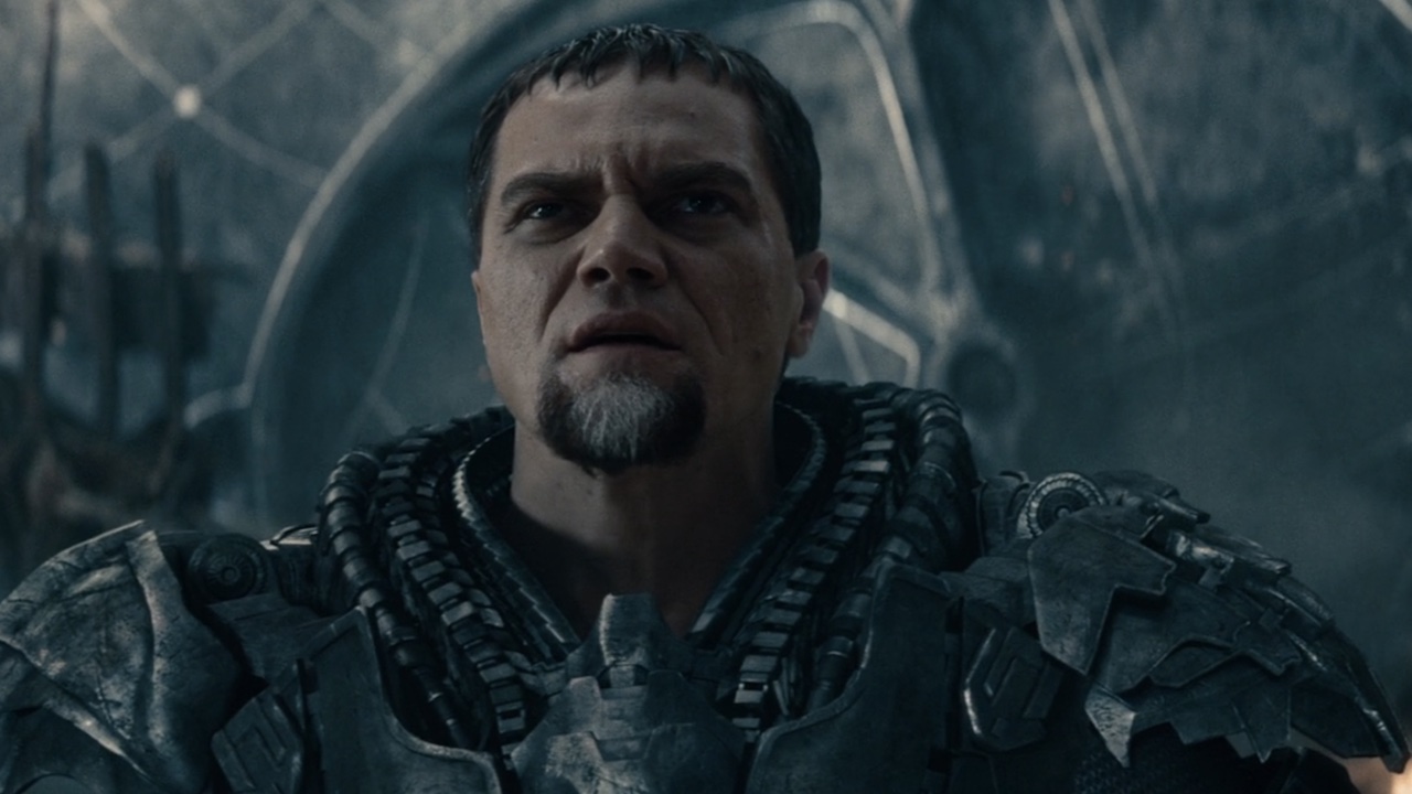 Michael Shannon on his knees as Zod in Man of Steel&#039;s final battle.