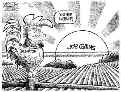 Political cartoon U.S. Donald Trump American jobs credit