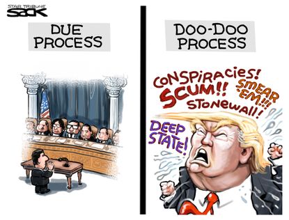 Political Cartoon U.S. Impeachment Trump Doo-Doo Process