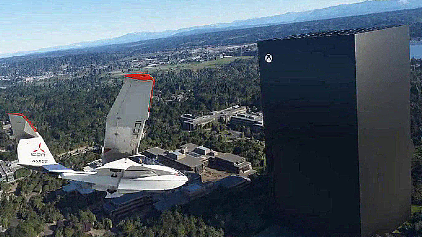 Microsoft Flight Simulator modder creates skyscraper-sized Xbox Series X,  PS5