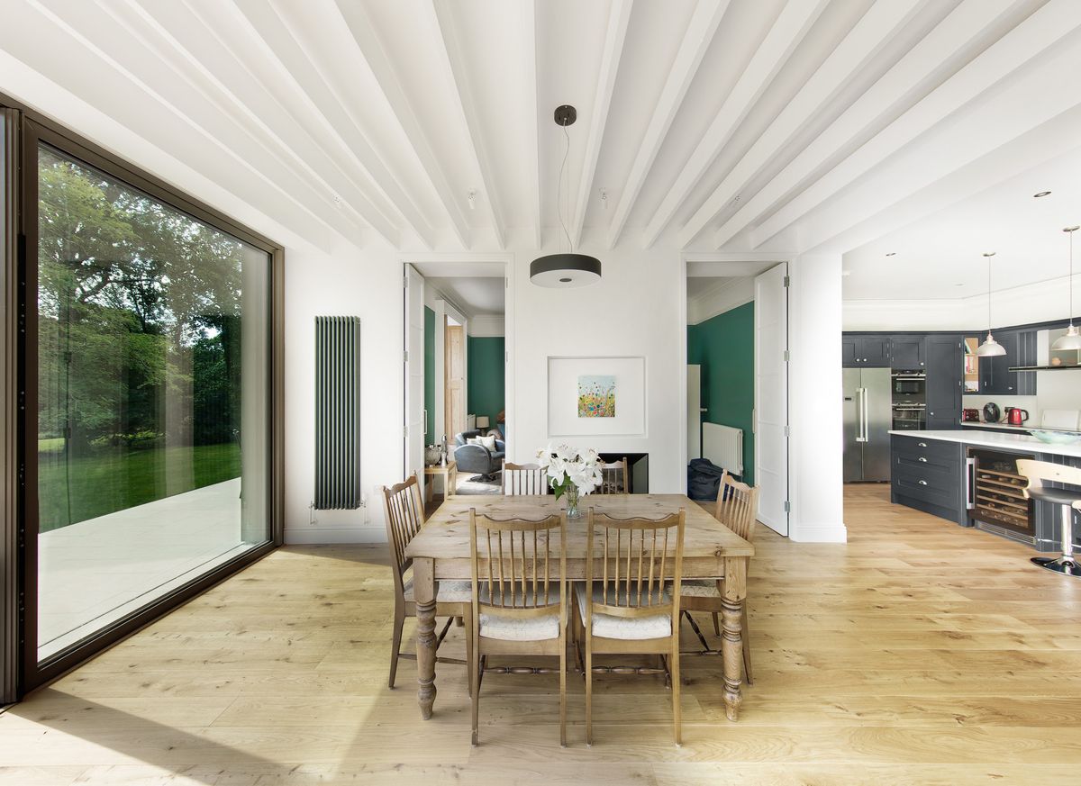 open plan dining room in new kitchen extension