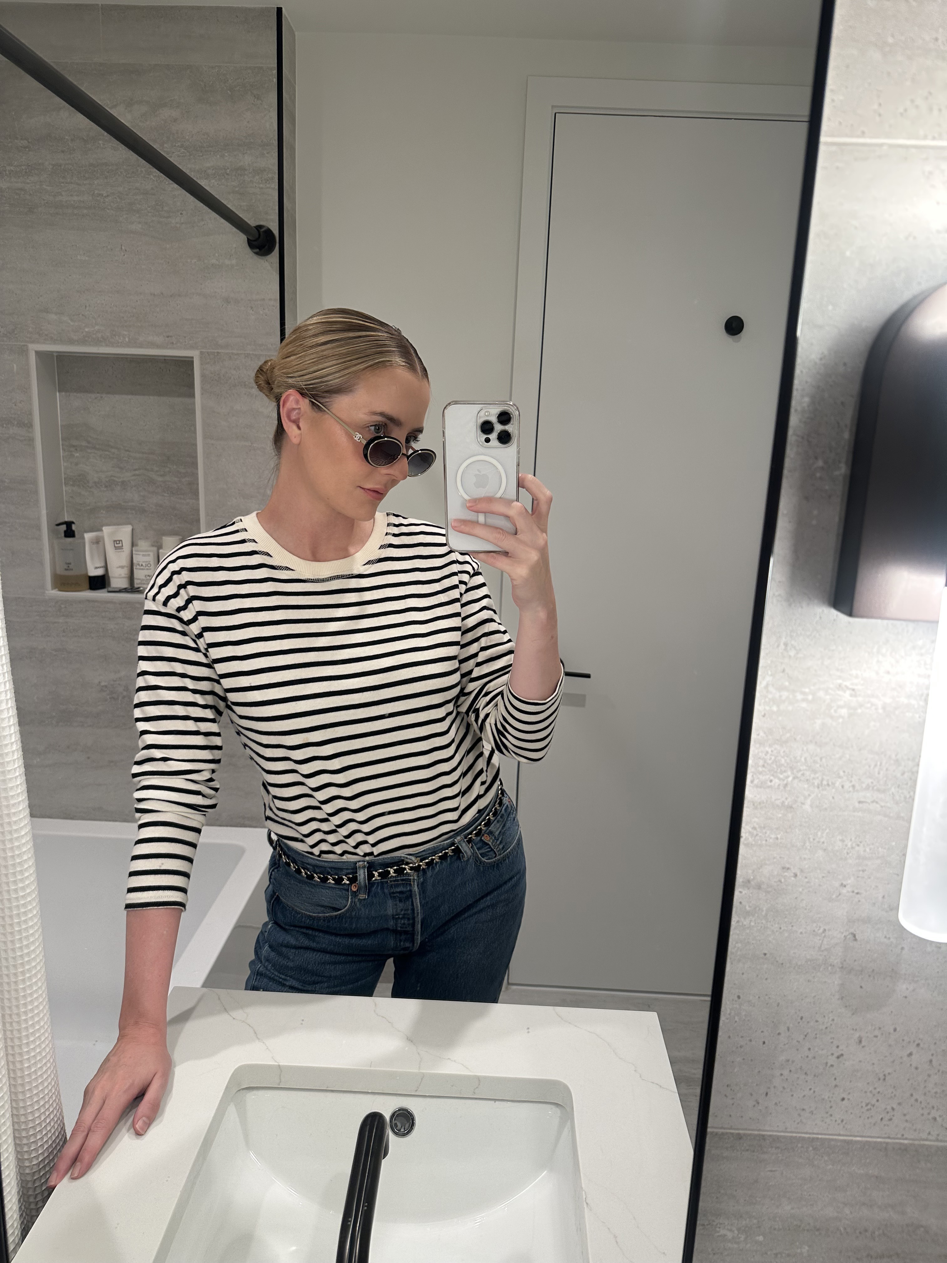 Editor wearing Chanel sunglasses.