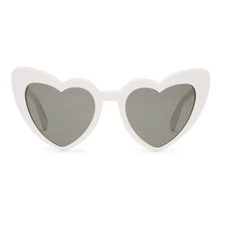 saint laurent heart shaped white sunglasses