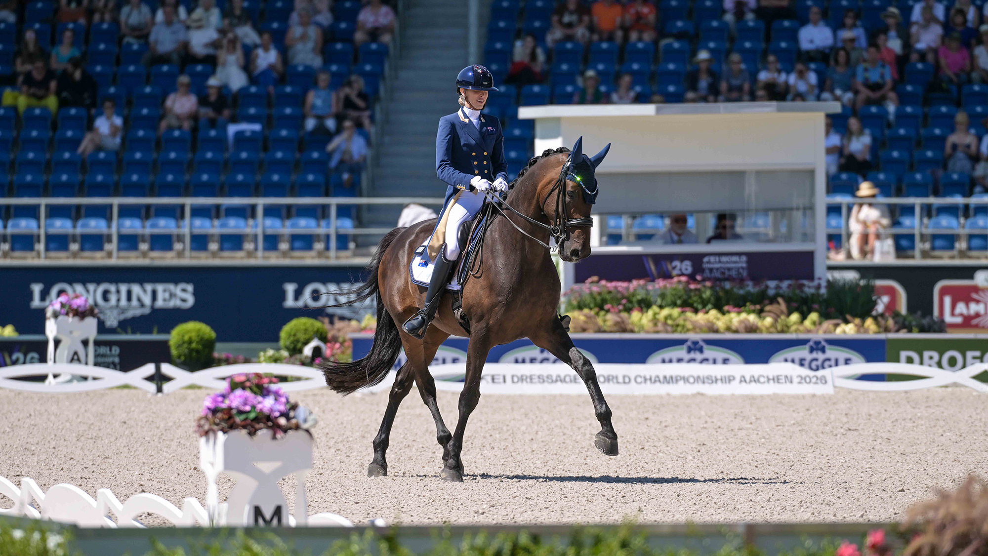 Simone Pearce in the grand prix at the World Dressage Championships in Aachen