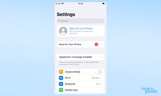 A screenshot of the iOS settings app