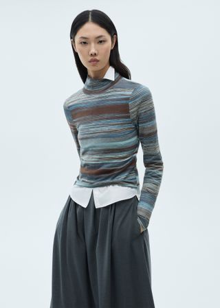 Stand-Collar Striped Sweater - Women | Mango Usa