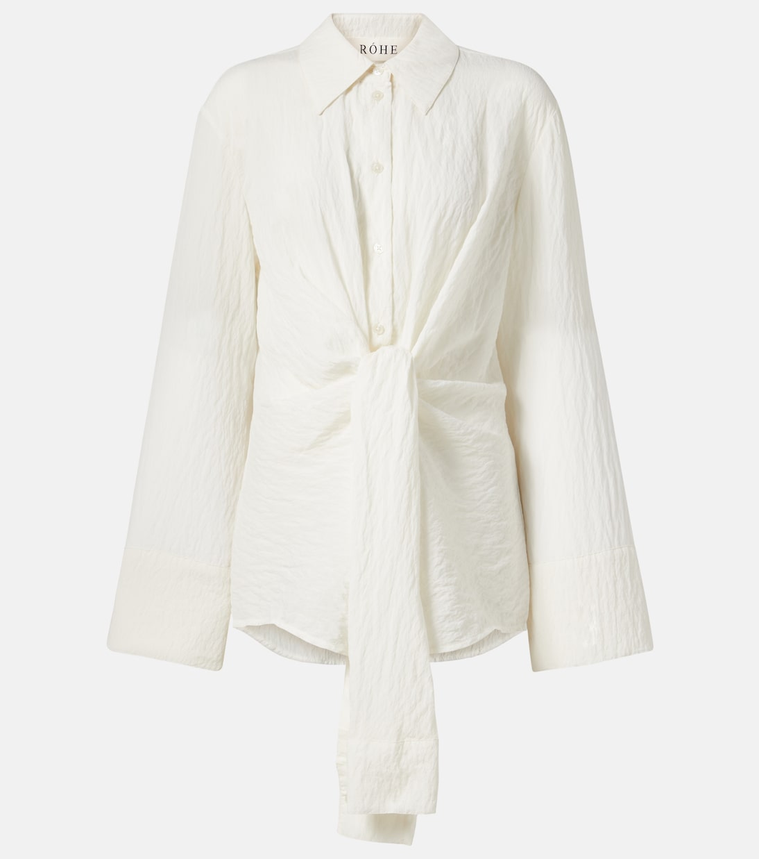 Knot-Detail Silk-Blend Shirt