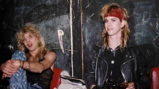 Guns N’ Roses’ Steven Adler and Duff McKagan backstage at a gig in 1986