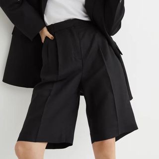 black tailored shorts