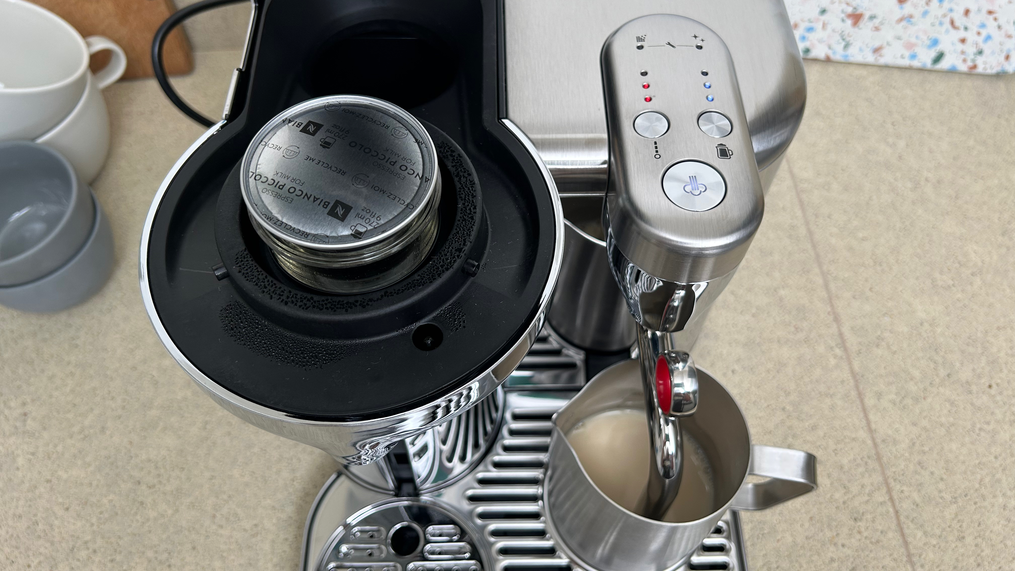 Nespresso Vertuo Creatista from above, showing the pre-brewing setup