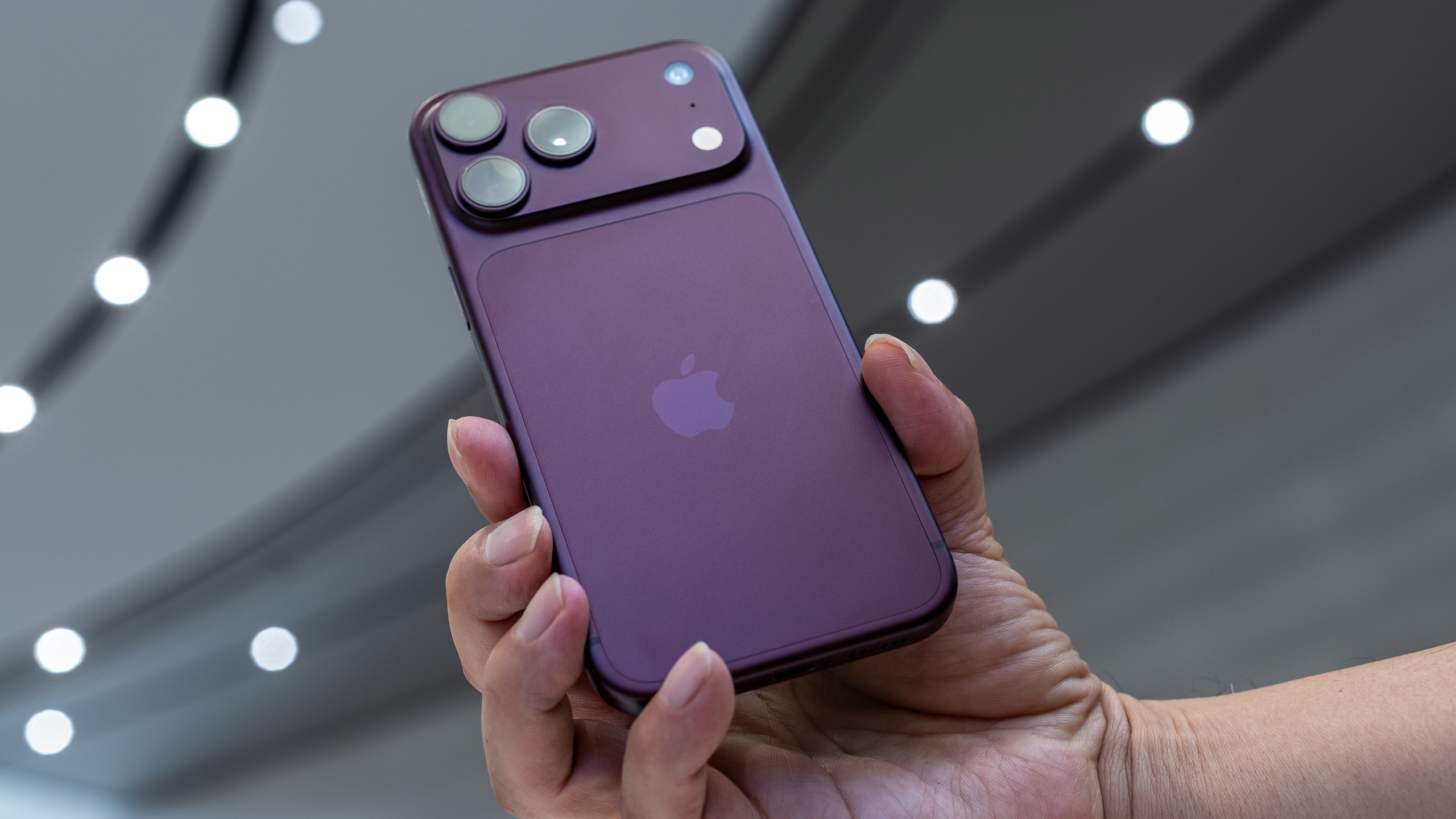 An Apple iPhone 18 Pro Max smartphone during a product unveiling event at Apple Park in Cupertino, California, US, on Wednesday, Sept. 9, 2026