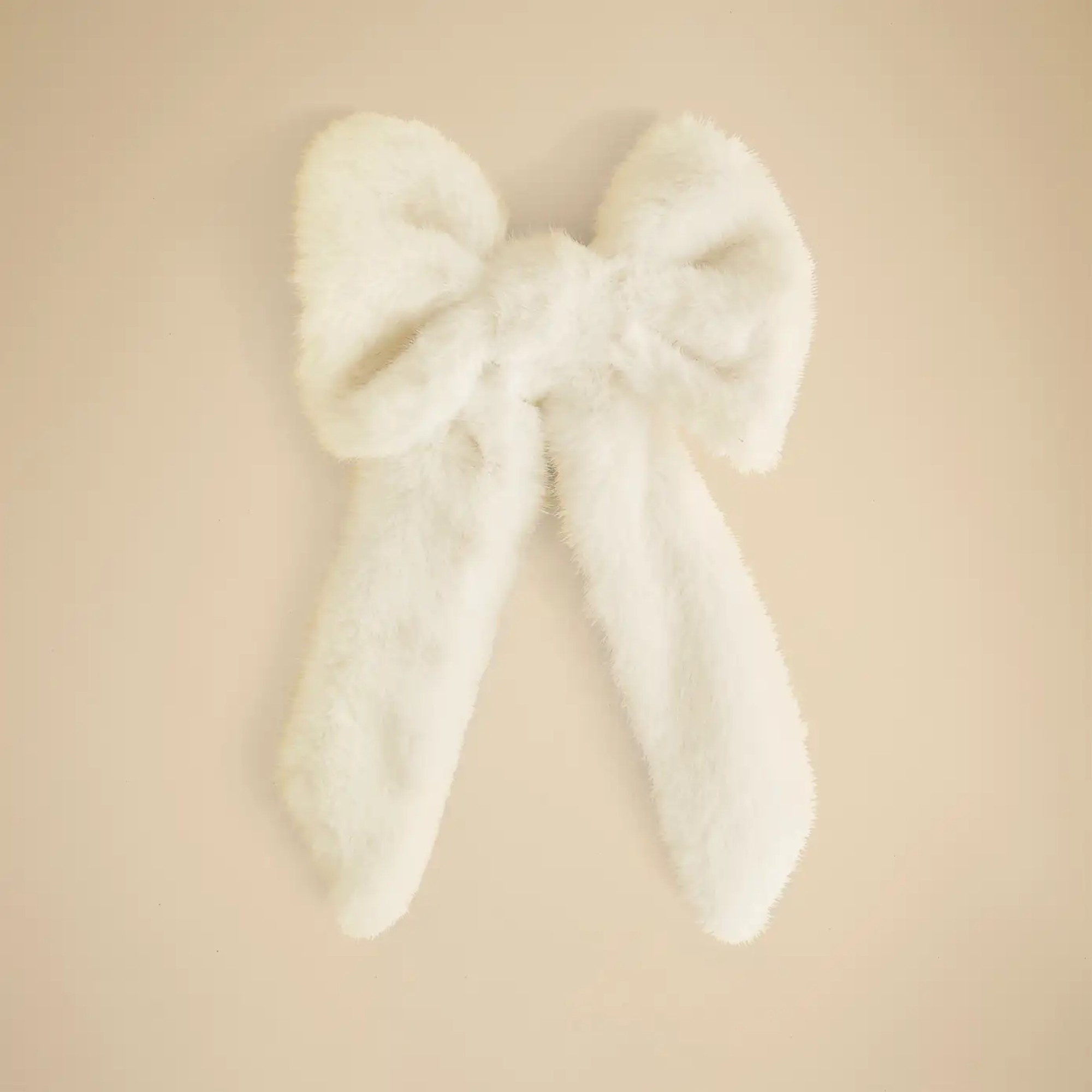 Dunelm Small Ivory Faux Fur Bow with Clip