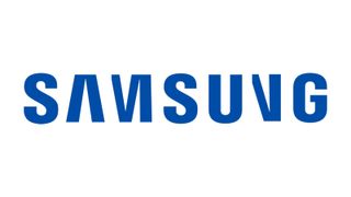 A shot of the Samsung logo with parts of the font missing on a white background