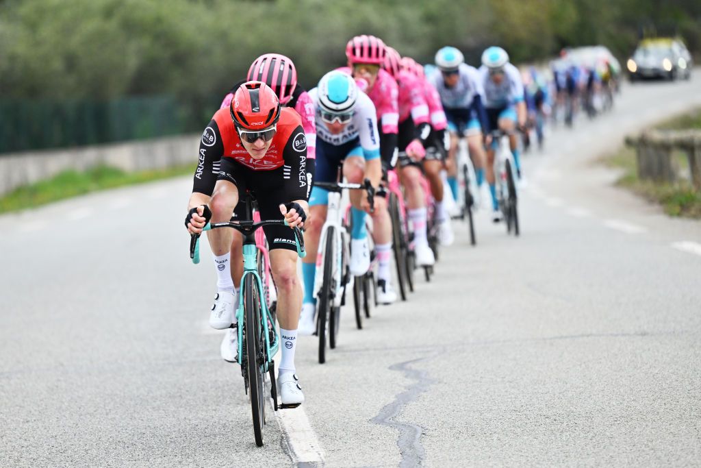 FAYENCE FRANCE FEBRUARY 21 Simon Guglielmi of France and Team Arkea BB Hotels competes during the 2nd Classic Var 2025 a 1549km one day race from Le Luc to Fayence on February 21 2025 in Fayence France Photo by Billy CeustersGetty Images