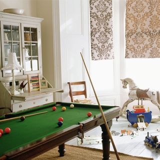 games room with billiards and dresser