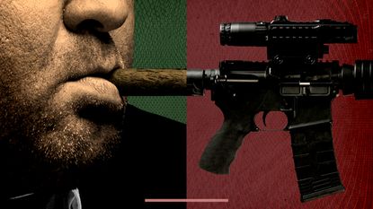 A cigar and a gun.