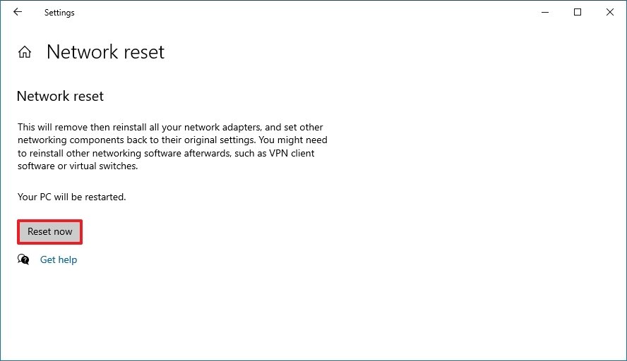 Windows 10 reset network adapters