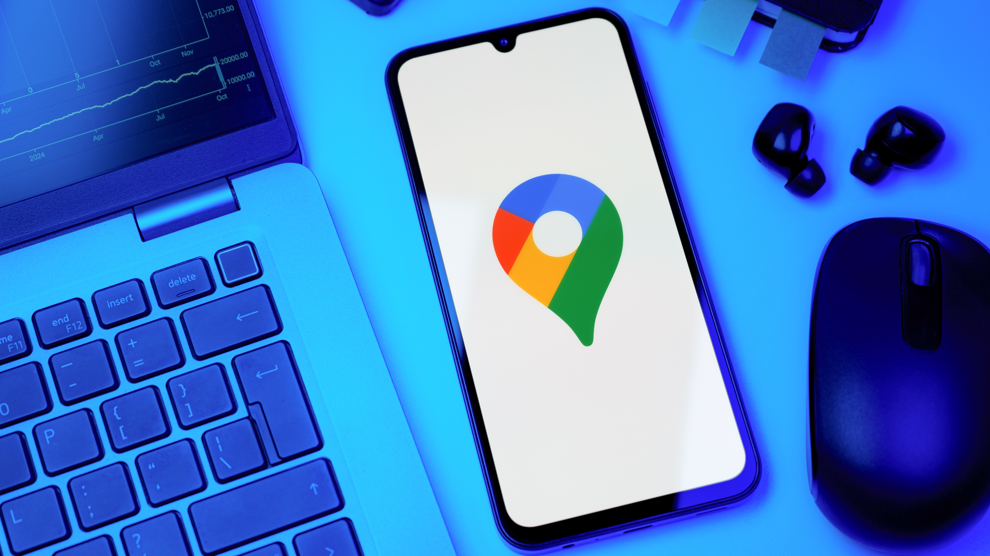 google maps logo on a phone screen