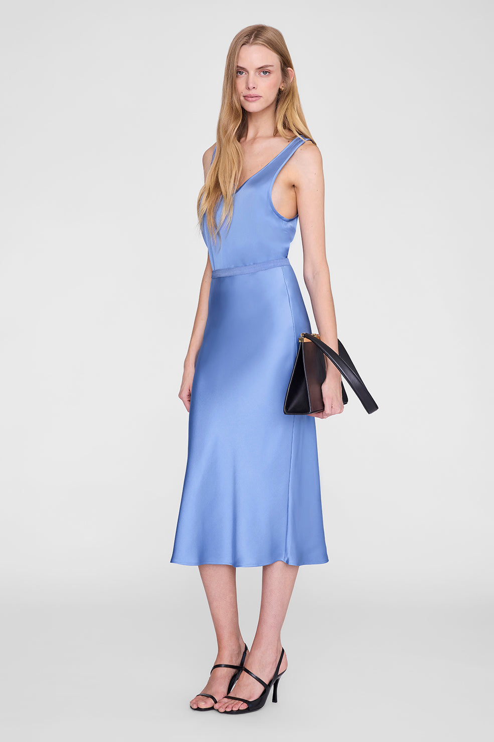 Bar Silk Skirt - Storm Blue