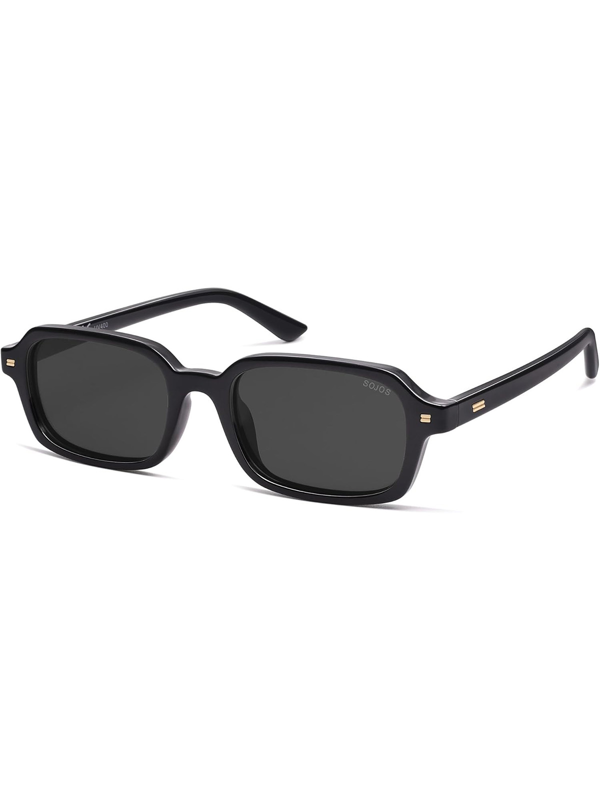 Sojos Trendy Rectangle Polarized Sunglasses Womens Mens, Small Retro Fashion Thin Slim Square Sunnies Sj2610, Black/grey