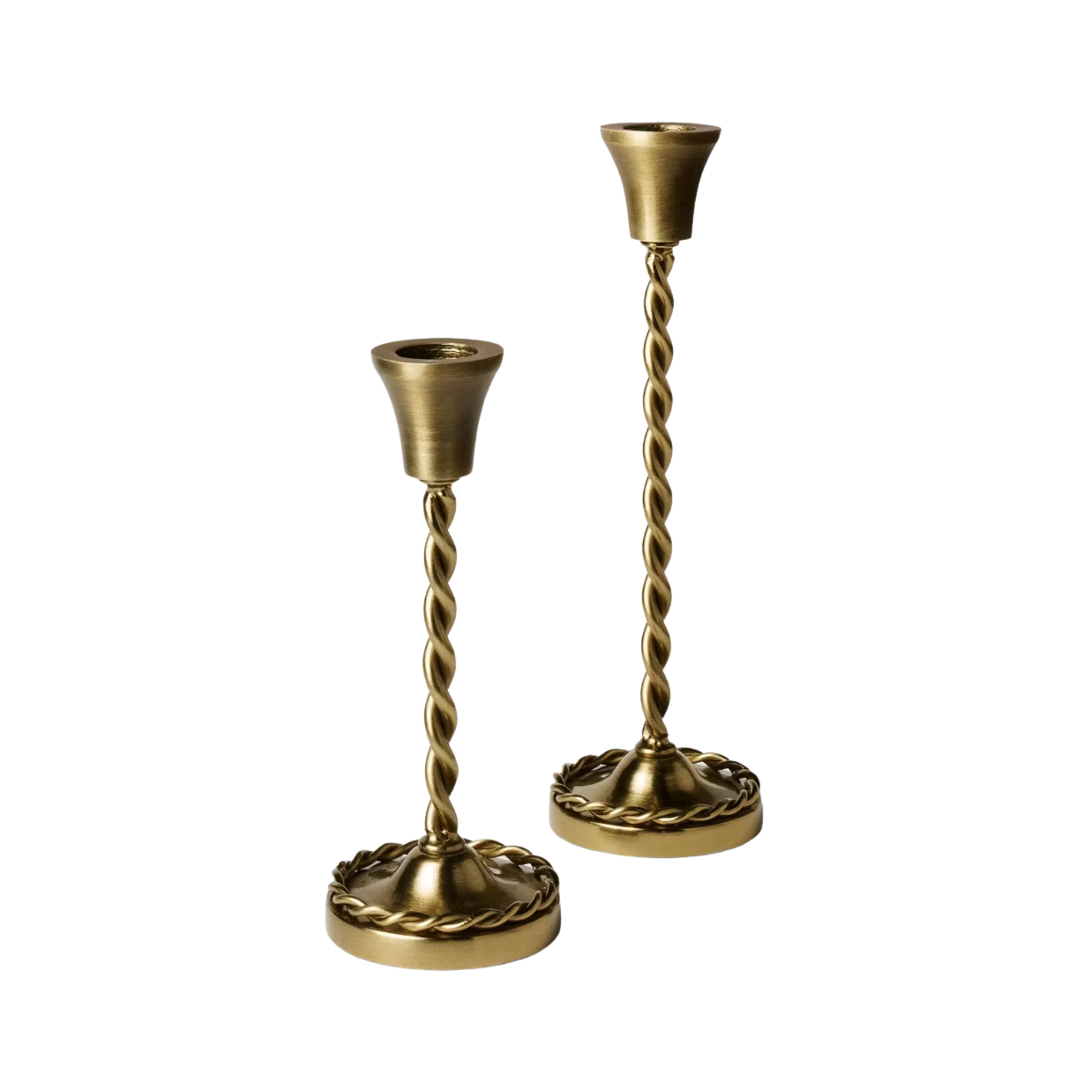 two twisted metal taper candle holders