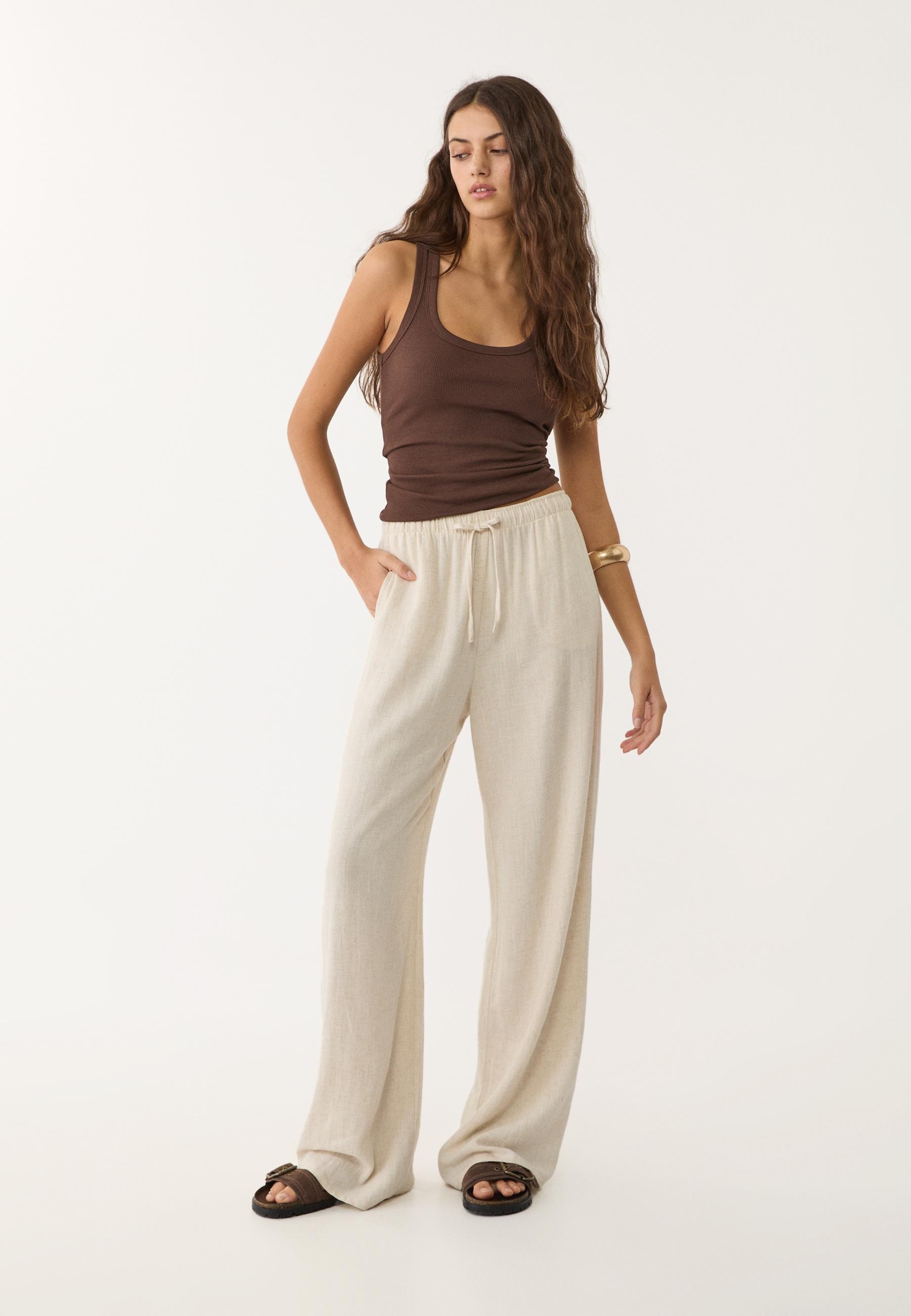 Flowing Linen Blend Trousers