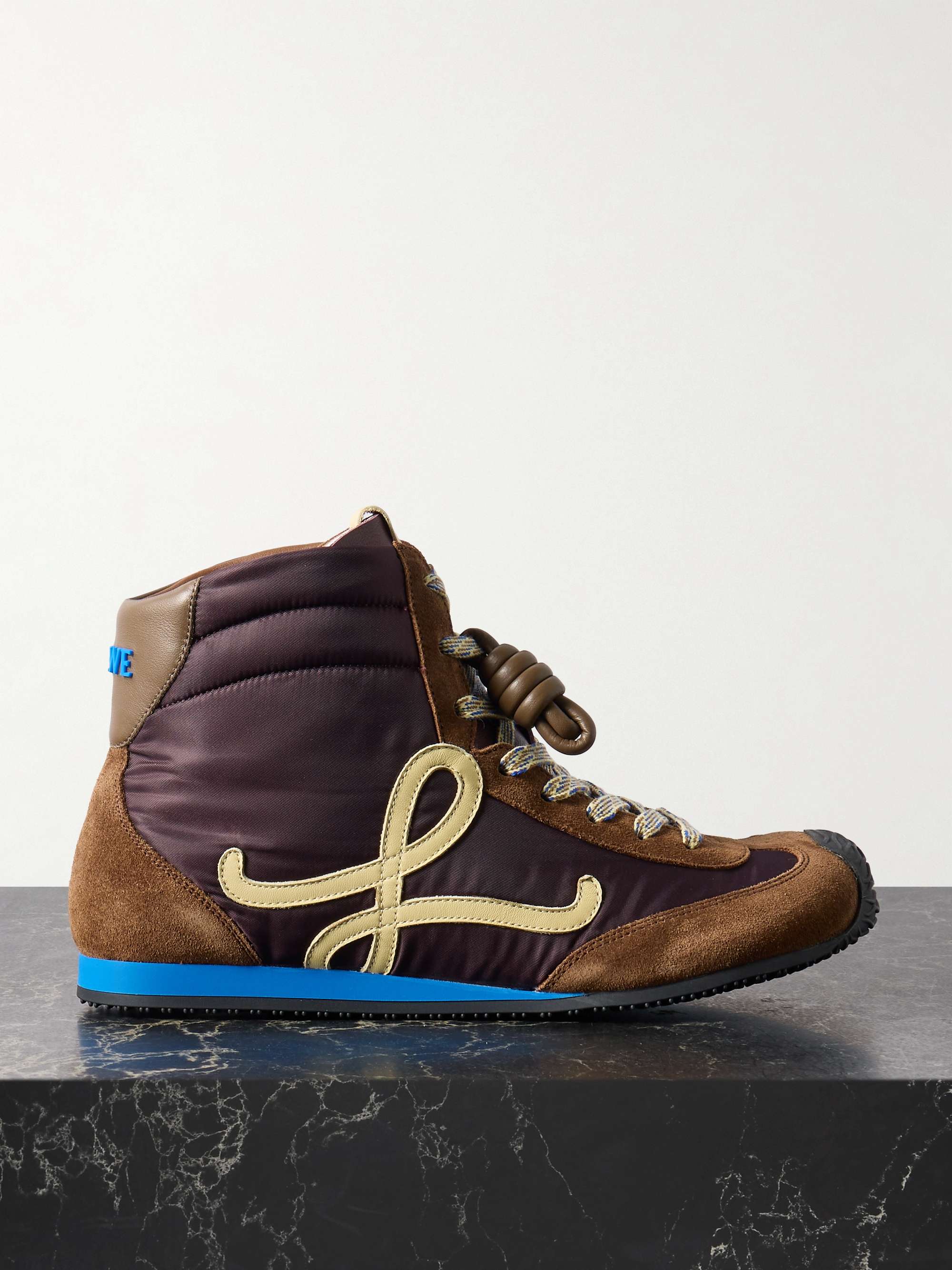 Ballet Runner 2.0 High-Top Leather and Suede-Trimmed Shell Sneakers