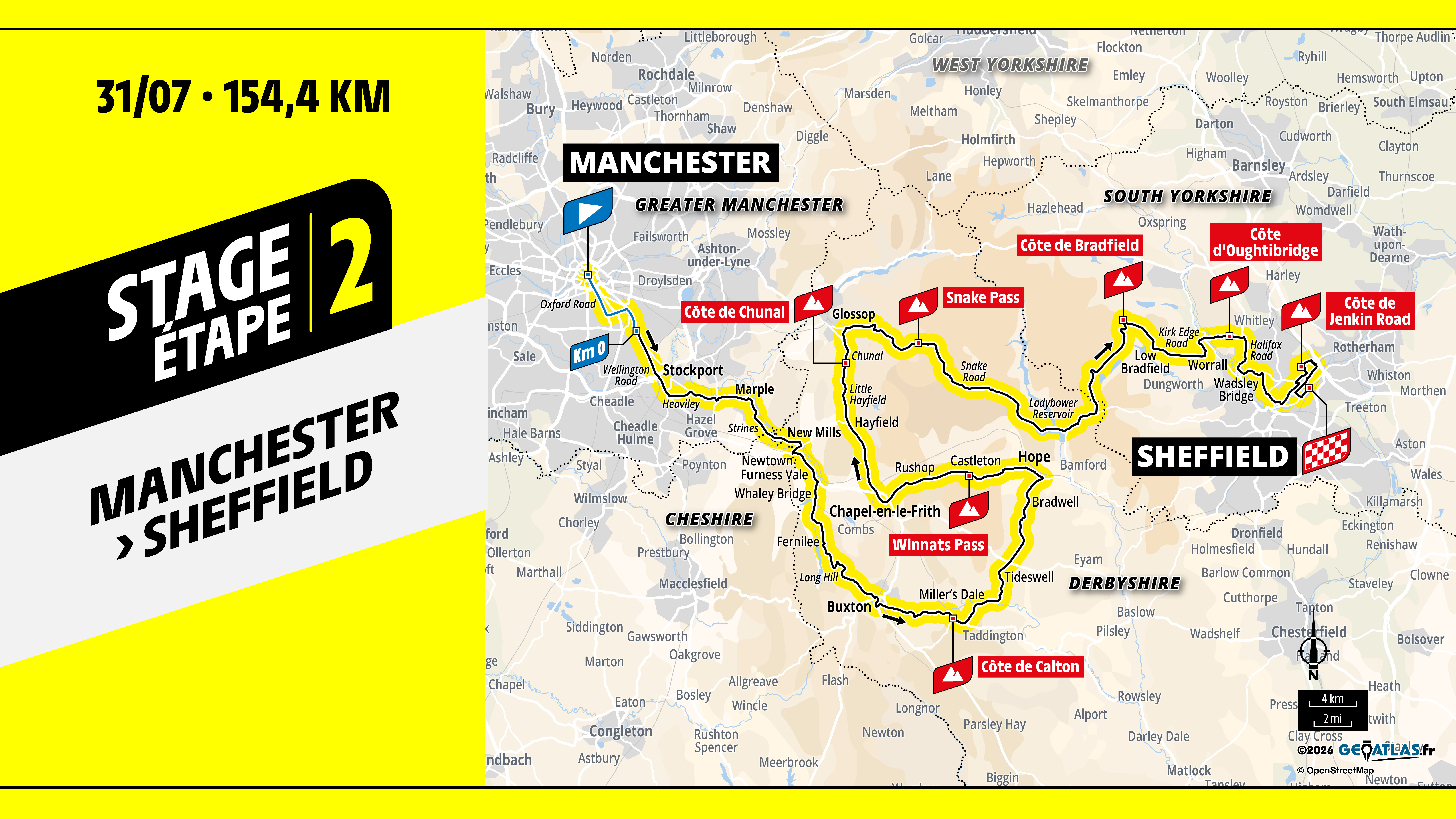 Route map for stage 2 of 2027 Tour de France Femmes